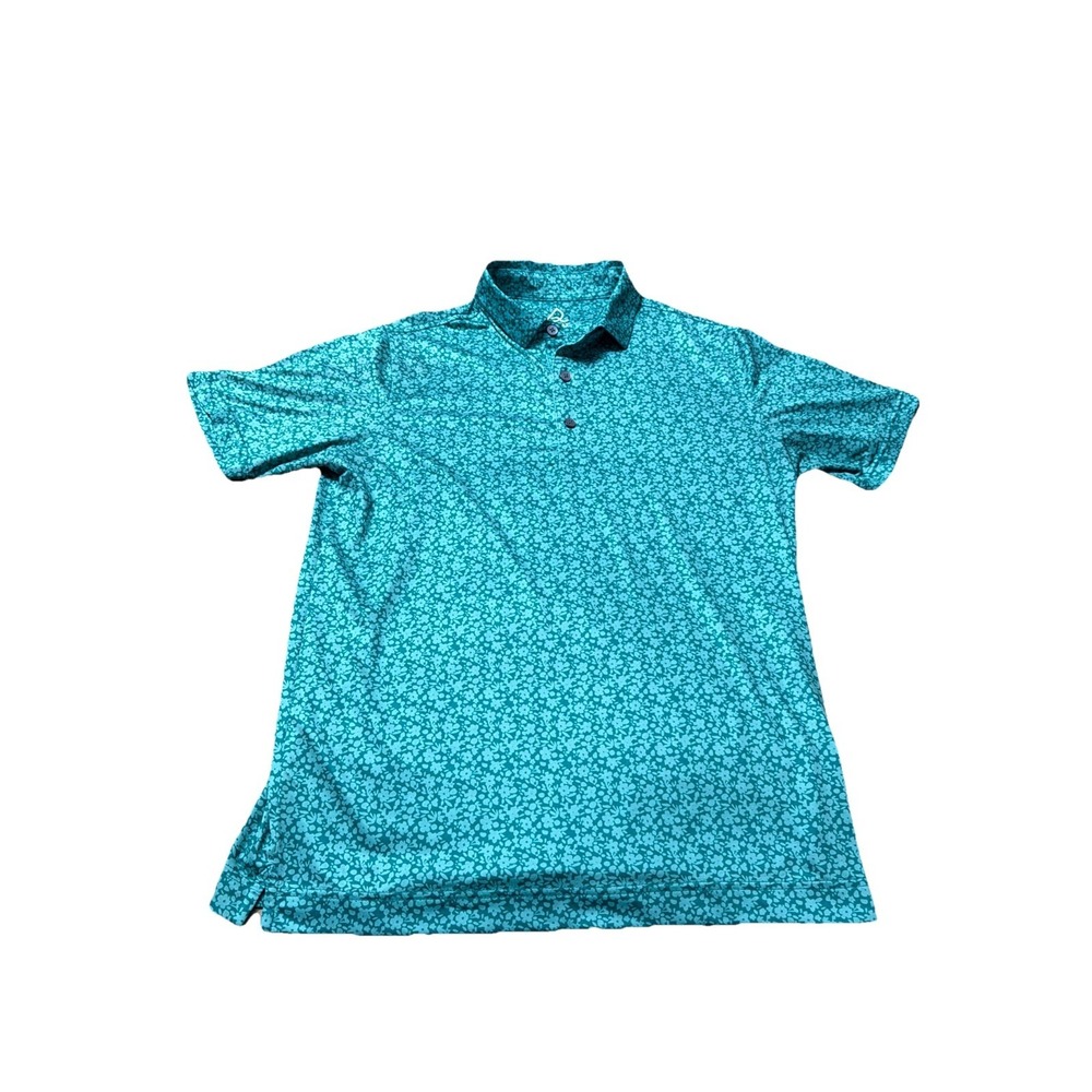 Deolax Golf Polo Shirt Mens Small Green Floral Print Stretch Performance Wicking
